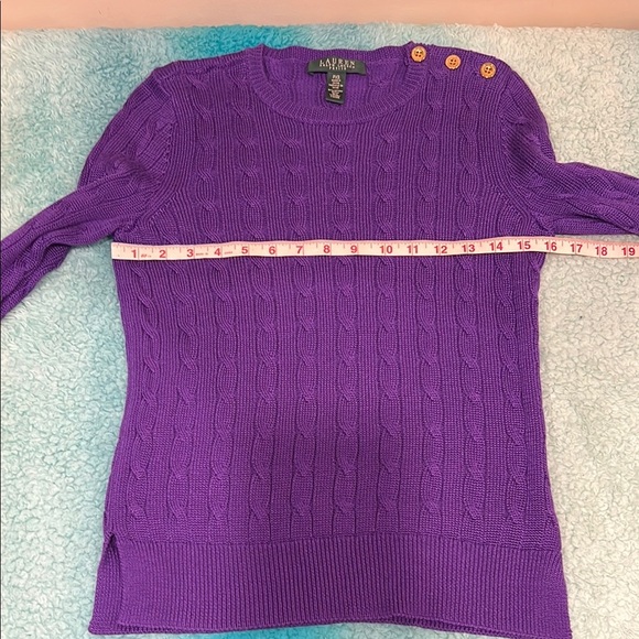 🔥Lauren Ralph Lauren Purple Crew Neck Cable Knit Sweater🔥 - Picture 3 of 6